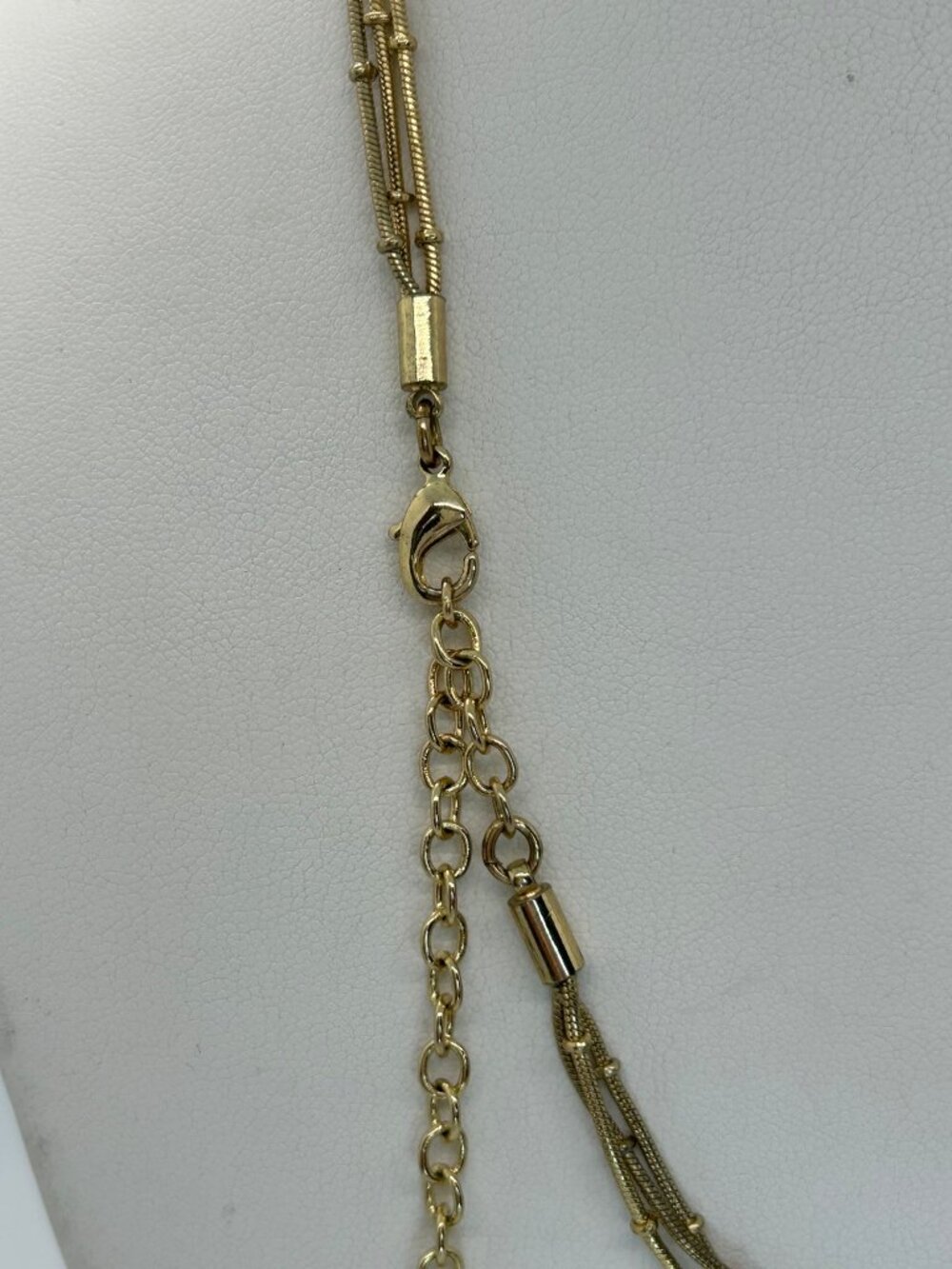 Anne Klein Gold-Tone Necklace Bib Multi-Strand Lavender Crystal Drop Statement - Picture 8 of 12